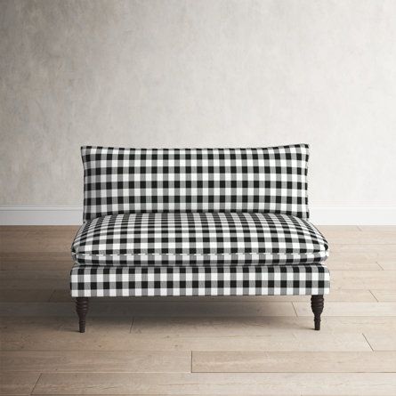 Kitchen Couch, Aesthetic Note, Kitchen Bench, Black Gingham, Armless Loveseat, Nyc Apartment, Cozy Throws, Kitchen Mirror, Loveseat Sofa