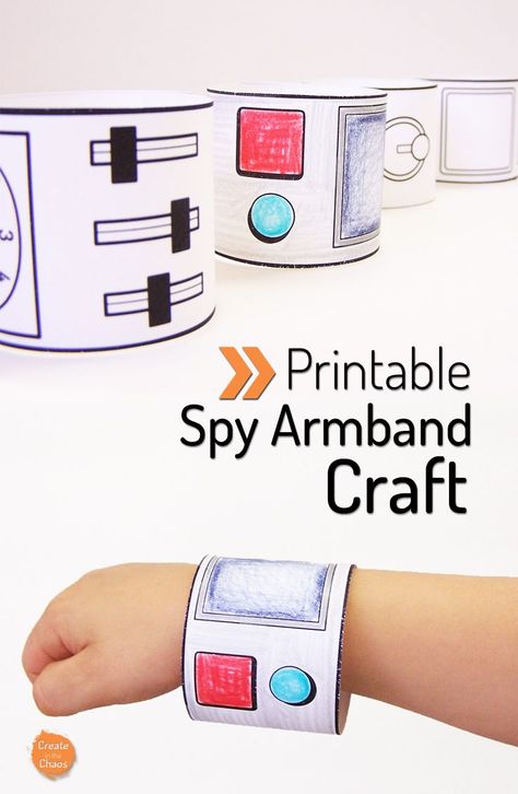 Printable spy armbands www.createinthechaos.com subscriber only printable Spy Themed Crafts, Spy Crafts For Kids, Spy Crafts, Detective Crafts, Superhero Crafts For Kids, Spy Camp, Spy Theme, Spy Games For Kids, Spy Birthday Parties