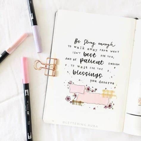 Keep your favorite quotes handy in your bullet journal. Always add a quotes and inspiration page! Read our post for more bullet journal page ideas!