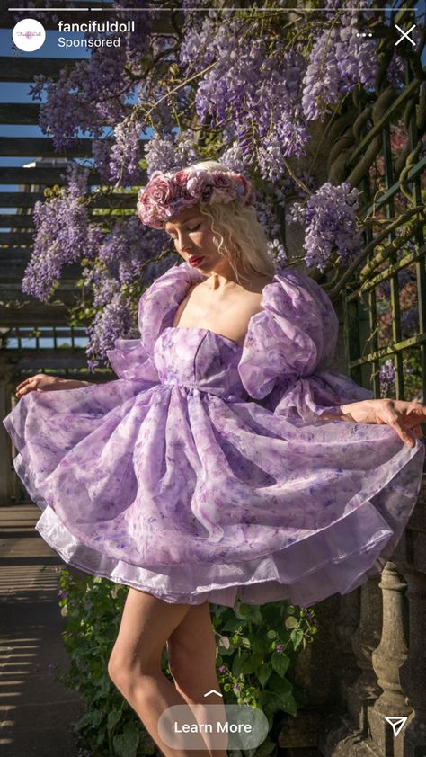 Cottagecore Dresses, The Witching Hour, Layer Skirt, Shades Of Violet, Witching Hour, Puff Dress, Dress Cottagecore, Cottagecore Dress, Organza Dress