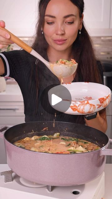 Alina Prokuda on Instagram: "Who said it’s not soup season yet? Unlock over 170 of my recipes 🔗in bio. So many seasonal ideas are coming 🔥
Creamy Tuscan Tortellini Soup.
Ingredients:
16 ounces Italian sausage (mild or hot, I used hot)
Olive oil ( you can see sun  dried tomato infused olive oil in my video)
1/2 medium onion, finely chopped
2 sticks celery, finely chopped
2 tablespoons flour
3 - 4 cloves garlic, minced
4 cups chicken broth
28 oz can diced tomatoes with juices
1/4 teaspoon Italian seasoning
2 bay leaves
1 Parmesan rind
4 tbsp grated Parmesan
1 1/2 cups cheese tortellini.
1 cup heavy/whipping cream
2 cups fresh baby spinach, packed (optional)
Salt & pepper to tastte" Creamy Tuscan Tortellini, Tuscan Tortellini Soup, Tuscan Tortellini, Can Diced Tomatoes, Parmesan Rind, Soup Ingredients, Infused Olive Oil, Tortellini Soup, Cheese Tortellini