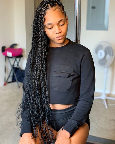 Knotless Braids With Curls, Boho Knotless, Box Braids Styling, Braids With Curls, Knotless Braids, Braided Hairstyles For Black Women, Protective Hairstyles, Protective Styles, Braid Styles