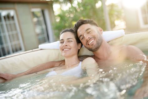 Relaxation is more important for your physical and mental health than you might think. And one of the best places to kick back, relax and enjoy some well-deserved “me time” is in a hot tub. #hottub Hot Tub Couple Pics, Hot Tub Romantic, Hot Tub Couple, Inflatable Spas, Underwater Led Lights, Up Theme, Baby Boom, Kick Backs, Spa Hot Tubs