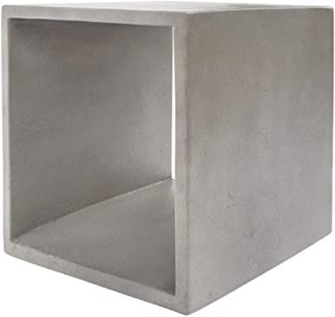 Benjara Contemporary Style Concrete Cube End Table with Sharp Edges, Gray Concrete Nightstand, Cube End Table, Stone End Table, Concrete Cube, Different Decorating Styles, Open Cube, Farmhouse Table Lamps, Cube Table, Gray Concrete