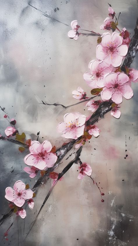 Blossom Painting Acrylics, Cherry Blossom Paintings, Cherry Blossom Painting Acrylic, Japanese Paintings, Blossom Painting, Cherry Blossom Painting, Cherry Flower, Cherry Blossom Art, Abstract Flower Art