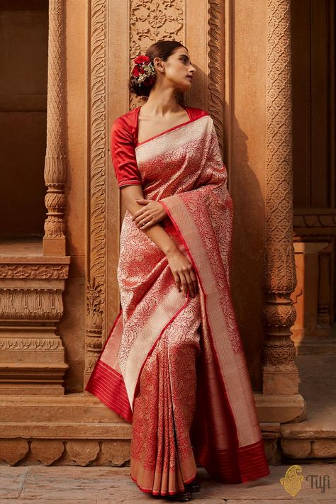 Pure Mysore Silk Saree, Red Saree Wedding, Wedding Trousseau, Kanjivaram Sarees Silk, Mysore Silk Saree, Wedding Saree Blouse, Mysore Silk, Wedding Saree Blouse Designs, Indian Photoshoot