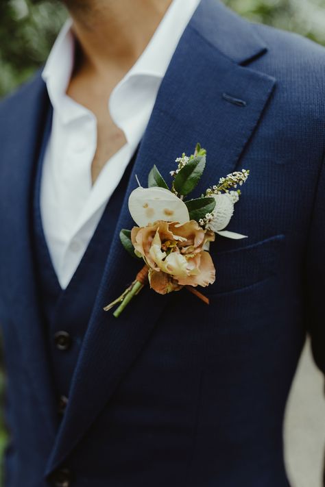 Wedding Recessional, Orange Boutonniere, Midnight Blue Wedding, Groomsmen Style, Dusty Orange, Wedding First Dance, Wedding Roles, Blue Wedding Inspiration, Surprises For Husband