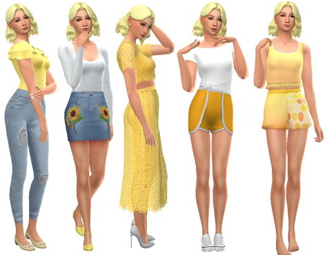 Not So Berry Challenge Sims 4 Cc, Not So Berry Sims 4 Cc, Sims 4 Not So Berry Cc, Not So Berry Challenge, Sims Outfits, Pelo Sims, Yellow Clothes, Sims 4 Mm Cc, Sims 4 House Design