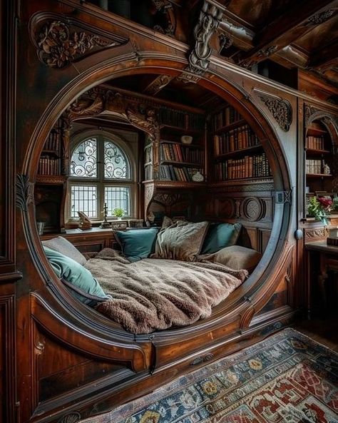 Steampunk Bed, Steampunk Bedroom, Epoxy Countertops, Rustic Lake Houses, House Elements, Dream Bedroom Inspiration, Built In Bed, Timeless Interior, Wainscoting Panels