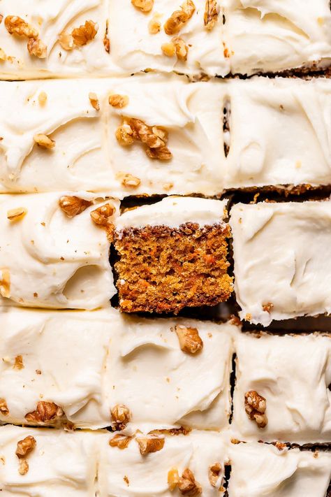 Impossibly Moist Carrot Cake with Cream Cheese Frosting - Well Seasoned Studio Cake 9x13, Carrot Sheet Cake, Banana Nut Cake, Courgette Cake, Spiced Zucchini, Everyday Cakes, Nut Cake, Homemade Carrot Cake, Fresh Apple Cake