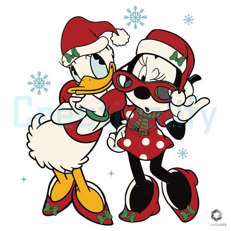 Santa Minnie And Daisy SVG Merry Christmas File Daisy Duck Christmas, Disney Characters Minnie Mouse, Minnie And Daisy, Christmas Movie Characters, Disney Merry Christmas, Daisy Svg, Dr Seuss Day, Classic Christmas Movies, Mickey Christmas