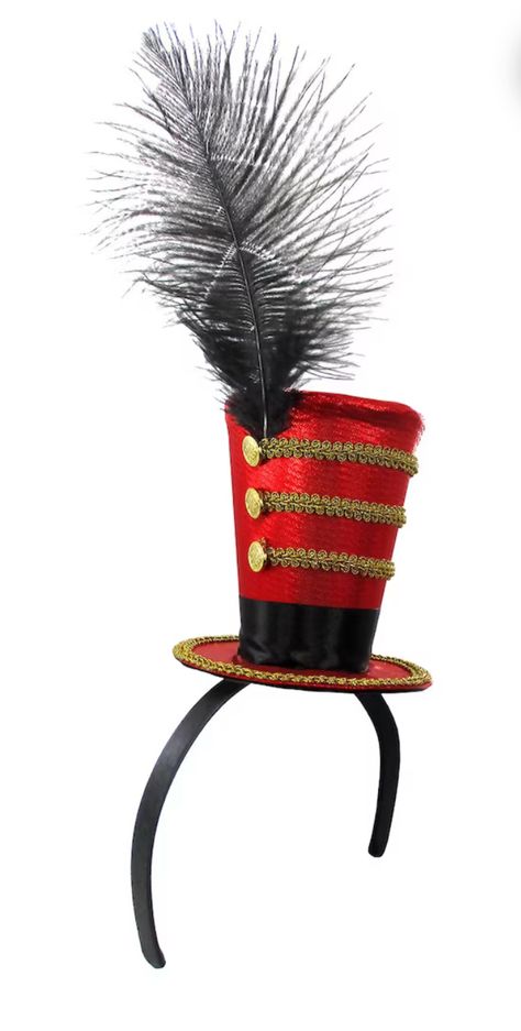 Circus Top Hat, Small Top Hat, Toy Soldier Costume, Lion Tamer Costume, Top Hat Headband, Alice In Wonderland Props, Ringmaster Costume, Soldier Costume, Lion Tamer