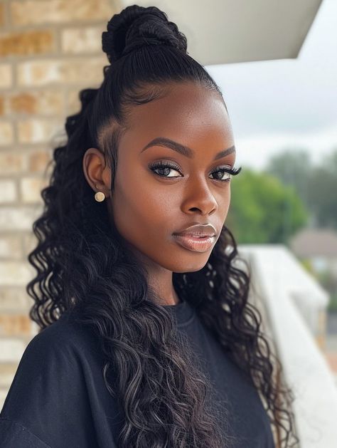 39 Ponytail Hairstyles for Black Women for 2024 High Curly Ponytail, Latest Braid Styles, Ponytail Hairstyles For Black Women, Fashion Ponytail, Human Hair Ponytail Extensions, Afro Ponytail, Pretty Ponytails, Human Hair Ponytail, High Ponytail Hairstyles