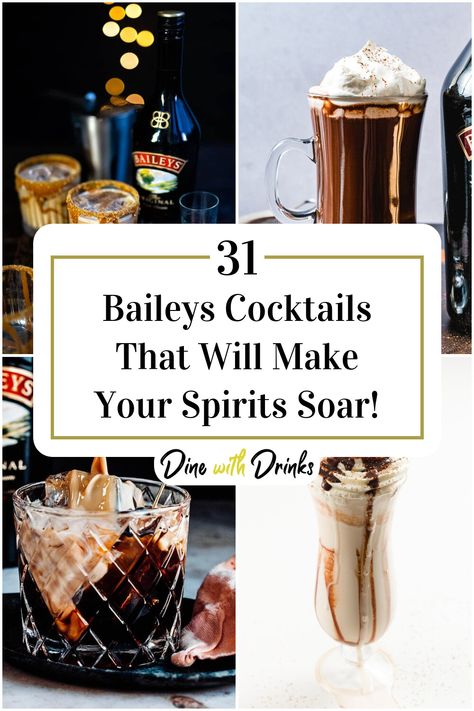 Collage of 4 baileys cocktails. Bailey's Cocktails, Baileys Cocktail, Baileys And Vodka, Baileys Recipes Drinks, Baileys Cocktails, Baileys Drinks, Cinnamon Drink, Christmas Drinks Alcohol Recipes, Baileys Coffee