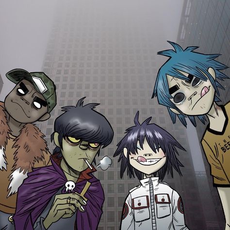 No photo description available. Gorillaz Art Style, Gorilla Band, Gorillaz 2 D, 2-d Gorillaz, Gorillaz Band, Gorillaz Fan Art, Demon Days, Monkeys Band, Gorillaz Art