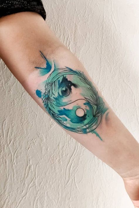 Watercolour Tattoo, Ying Yang Tattoo, Yang Tattoo, Yin Yang Tattoos, Koi Art, Book Tattoo, Abstract Tattoo, Ying Yang, Armband Tattoo