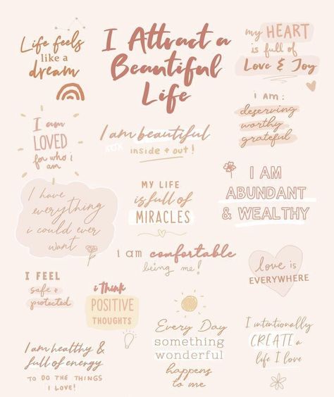 Printable Positive Affirmations, Vision Board Words, I Attract, Beautiful Thoughts, A Beautiful Life, Vision Board Inspiration, Journal Writing Prompts, Daily Positive Affirmations, Morning Affirmations