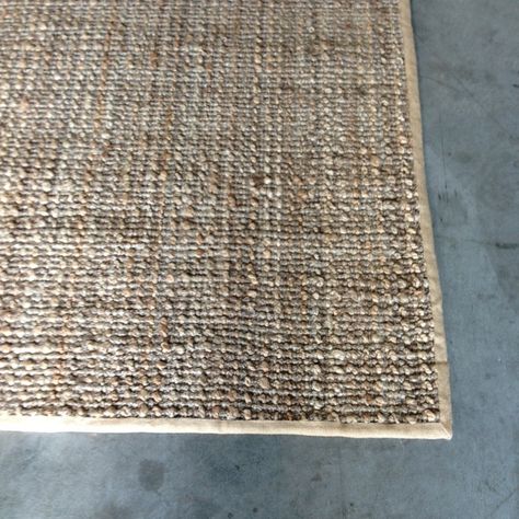 Floorspace - Collections - Knotted Natural and Silver Jute With Hessian Border 2.30 x 3.40 $954.00 Hessian Rug, Cottage Renovation, Paphos, Spanish House, Holiday House, Kitchen Diner, Jute Rug, Animal Print Rug, Holiday Home