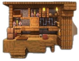 Mc Brewing Room, Minecraft Workbench Ideas, Minecraft Cashier Counter, Spruce Bedroom Minecraft, Cabin Interior Minecraft, Minecraft Shops Ideas Interior, Minecraft Cave Base Interior, Minecraft Pantry Ideas, Minecraft Witch Interior Design