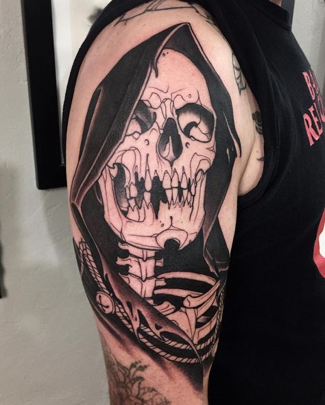 Grim Reaper Tattoo, Reaper Tattoo, New Tattoo Designs, Creepy Tattoos, Pin Up Tattoos, Most Popular Tattoos, 3d Tattoos, Feather Tattoos, Skull Tattoos