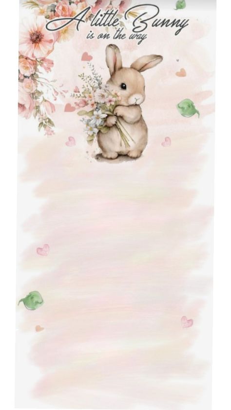 pink bunny invitation flowers Invitation Card, Invitation Cards, Baby Shower, Shower