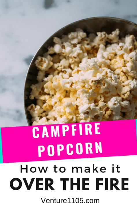 How to make campfire popcorn Campfire Popcorn Dutch Oven, Popcorn Camping, Popcorn Popper Recipes, Camping Popcorn, Smores Popcorn, Campfire Popcorn, Cooking Popcorn, Island Camping, Campfire Smores