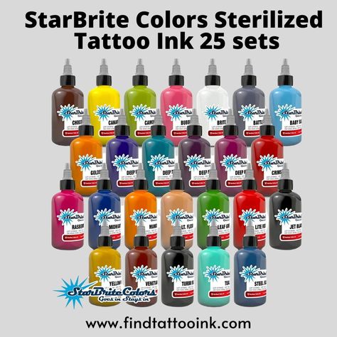 StarBrite Colors sterilized Tatto ink 25 sets Best tattoo ink Find tattoo ink Starbrite Tattoo Ink, Tattoo Ink Colors, Tattoo Ink Sets, Bright Tattoos, Tattoo Supplies, Star Tattoos, Tattoo Ink, Amazing Spider, Color Tattoo