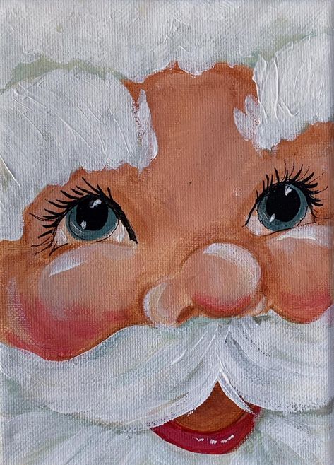 Christmas Images To Paint, Abstract Santa Claus Painting, How To Paint Santa Eyes, Famous Christmas Paintings, Diy Santa Paintings On Canvas, Santa Face Painting, Santa Claus Face Painting, Santa Painting On Wood, Diy Santa Painting