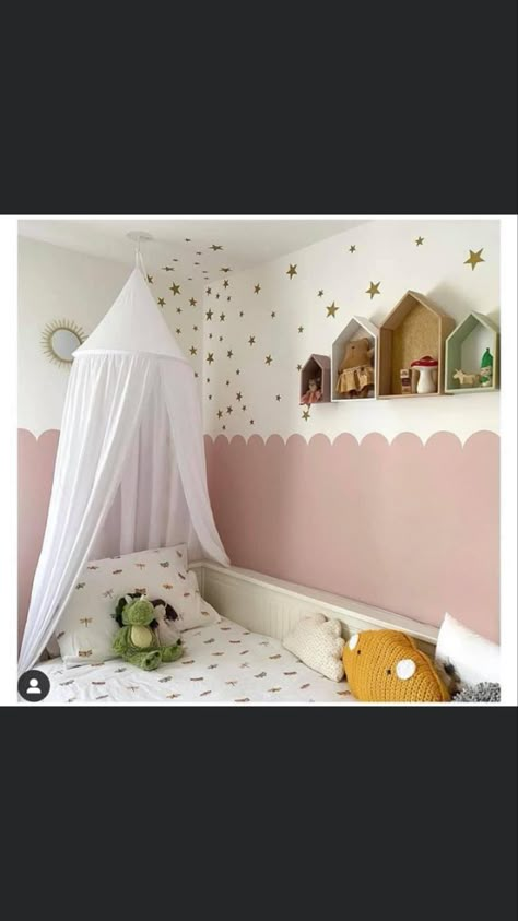 Pink Scallop Wall, Kids Bedroom Space, Boy And Girl Shared Room, Small Girls Bedrooms, Girls Bedroom Paint, Rainbow Bedroom, Girl Room Inspiration, Toddler Girl Room