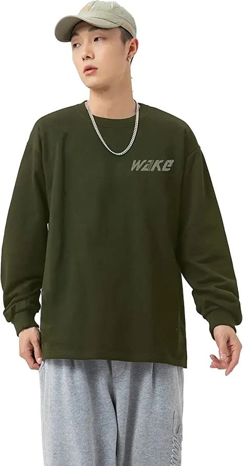 Jump Cuts Mens Printed Round Neck Full Sleeve Black, Green Cotton Blend Boxy Fit T-Shirt Full Sleeve Tshirt, Choose Your Style, Tomboy Outfits, Crop Tshirt, Green Cotton, Full Sleeve, Black Green, Round Neck, Your Style