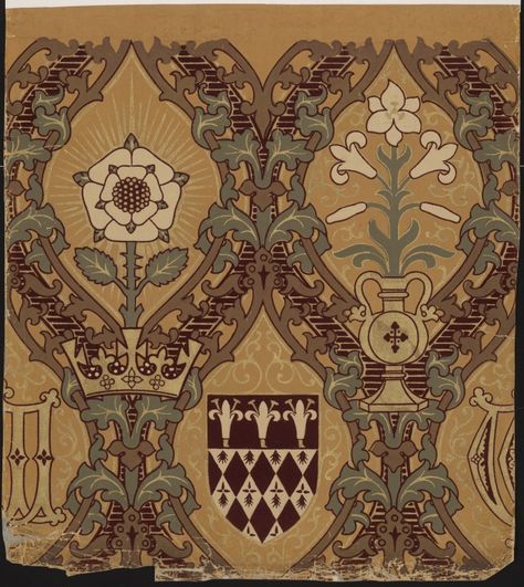 Wallpaper by Augustus Welby Northmore Pugin Augustus Pugin, Magdalen College, Bathroom Mural, Medieval Pattern, Drawing Studies, Stencil Patterns, The Gothic, J G, National Art