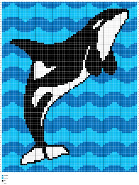 Crochet Orca, Simple Tapestry, Whale Crochet, Crochet Cross Stitch, C2c Crochet Pattern Free, Bobble Stitch Crochet, Crochet Whale, Crochet Filet, Corner To Corner Crochet