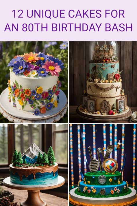 Explore 12 unique cake ideas for an 80th birthday celebration. This pin visually showcases four stunning cake designs that honor a significant milestone, offering inspiration for making a day truly special. 70 Year Old Birthday Cake, Birthday Cake For Grandma Grandmothers, Birthday Cake For 80 Year Old Man, Birthday Cake For 60 Year Old Man, Cakes For Grandma, 80 Year Old Birthday Cake, 84th Birthday Cake, 81st Birthday Cake, 80th Birthday Cakes For Women