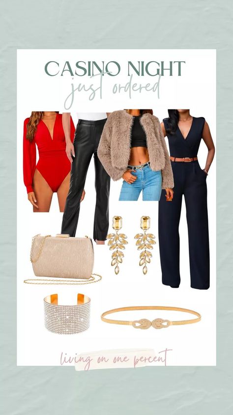 Finding the perfect date night outfit can be tricky, especially when it's CASINO themed! I can not get enough of this spicy but classy look. The bodysuit, the leather pants, the accessories - perfection! Tap to shop these links and explore my LTK for relatable midsize fashion! Find your new best friend in me! Perfect Date Night, The Perfect Date, Midsize Fashion, Casino Outfit, Red Bodysuit, Casino Night, Perfect Date, Themed Outfits, Faux Leather Pants