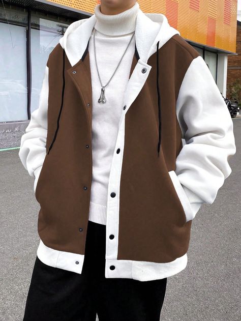 Multicolor Casual Collar Long Sleeve Fabric Colorblock Other Embellished Slight Stretch  Men Clothing Men Outfits Colorful, Male Clothes Inspiration, Casual Aesthetic Outfits Men, Mens Jacket Styles, Man Clothes Style, Casual Male Outfits, Colorful Outfits Men, Casual Wear Men, Aesthetic Clothes Men