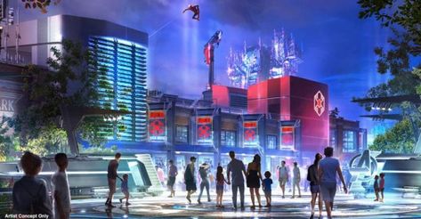 Avengers Campus, an upcoming area, based on Marvel Comics theme, is being developed at Disney theme parks. The land at Disneyland Resort is busy gathering an abundance of Marvel superheroes. Marvel Disneyland, Park Concept, Avengers Campus, Walt Disney Imagineering, Disney California Adventure Park, Disney Imagineering, California Adventure Park, Disney Rides, New Avengers