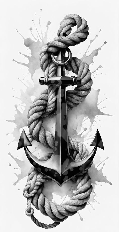 Ship Anchor Tattoo, Nautical Tattoo Ideas, Ancora Tattoo, Anchor Tattoo Ideas, Nautical Drawings, Anchor Drawing, Nautical Tattoo Sleeve, Anchor With Rope, Sail Ship