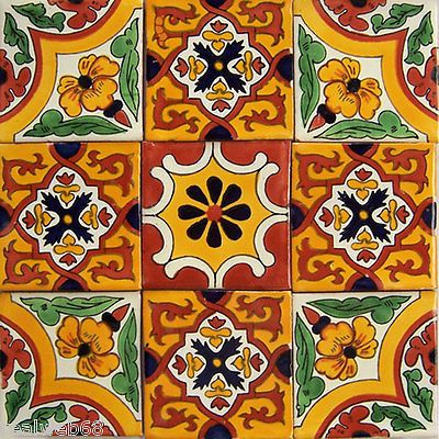 W155 - 9 Meksika Talavera "Seramik Folk Art Duvar Mozaik 4 Kiremit Peranakan Art, Paper Tiles, Decoupage Paper Free, Color Terracota, Mexican Talavera Tile, Wall Mosaic, Print Design Art, Art Mosaic, Diy Tile