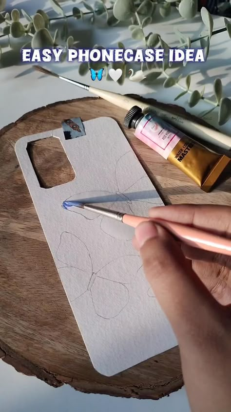 easy Phonecase Idea 🥰 Cover Phon Idea, Phone Cover Paper Painting, Watercolor Phone Case Diy, Cover Phone Ideas Design, How To Make A Phone Case At Home, Phone Case Cover Ideas, Mobile Phone Cover Design, Phone Cover Art Ideas, Mobile Cover Drawing Ideas