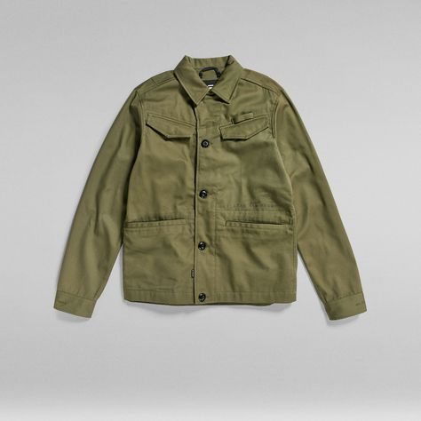 Unisex Worker Overshirt | Green | G-Star RAW® Chino Joggers, Ebay Store Design, Denim Branding, Field Jacket, G Star Raw, Fashion Updates, Jean Shirts, Military Jacket, Olive Green