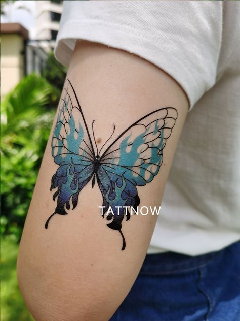 Adonis Blue Butterfly Tattoo, Plants Chest Tattoo, Butterfly And Bumble Bee Tattoo, Blue Moth Tattoo, Blue Monarch Butterfly Tattoo, All Blue Tattoo, Blue Morpho Butterfly Tattoo, Two Butterflies Tattoo, Colored Butterfly Tattoo