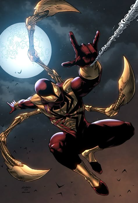 Iron Spider - Pencil & Inks by Wayne Nichols & Color by Jack Lavy All Spiderman, Image Spiderman, Ultimate Spider Man, Iron Spider, Marvel Spiderman Art, Spiderman Homecoming, Chur, Spiderman Comic, Marvel Comics Art