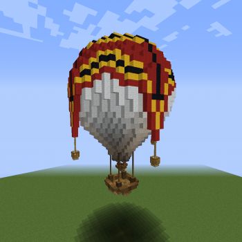 Red Hot Air Balloon - Blueprints for MineCraft Houses, Castles, Towers, and more | GrabCraft Minecraft Balloons, Huge Balloons, Minecraft Farm, Cool Minecraft Houses, Minecraft Construction, Minecraft Blueprints, Cool Minecraft, Minecraft Architecture, Minecraft Buildings