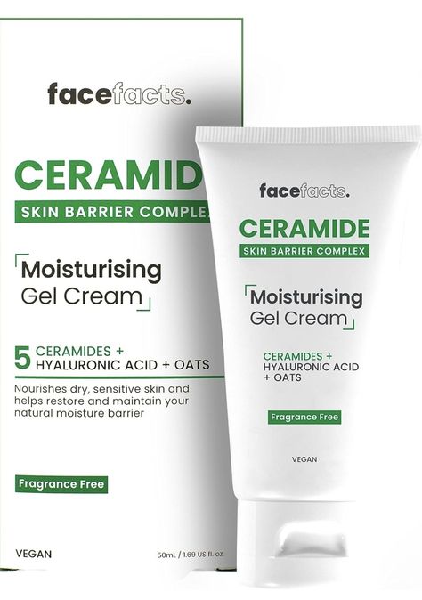 Your Skin Barrier Complex Face Facts Ceramide Skin Barrier Complex range harnesses an innovative skin barrier complex, which comprises of five ceramides, hyaluronic acid, and oats. Hailed as one of the best soothing skincare ingredients, Ceramides are, simply put, lipids (oils) that occur naturally in skin. They help to maintain the skin barrier, retain hydration, and keep out unwanted impurities, by sealing the gaps between the skin cells. If skin cells are bricks, then ceramides are the morta Acne Prone Skin Care Routine, Acne Prone Skin Care, Healthy Skin Tips, Sensitive Skin Care, Best Moisturizer, Amazon Uk, Gel Moisturizer, Skincare Ingredients, Skin Tips