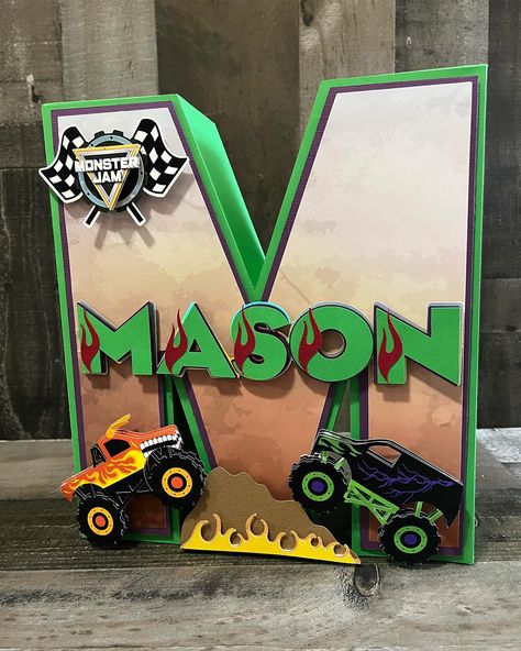 Monster Truck Party! Cake Topper 3d letter and Number #susweetcraft #monstertruckparty #monstertruckcake #monsterjamparty #monstertruckdecorations #caketopper #3dletter #partydecor #partyideas #partykids #photoprops #cumpleañosinfantiles #celebracionesespeciales #fiestasinfantiles Monster Truck Birthday Cake, Truck Birthday Cake, Monster Jam Party, Monster Truck Cake, Monster Truck Party, Monster Truck Birthday, Truck Party, 3d Letters, Party Cake