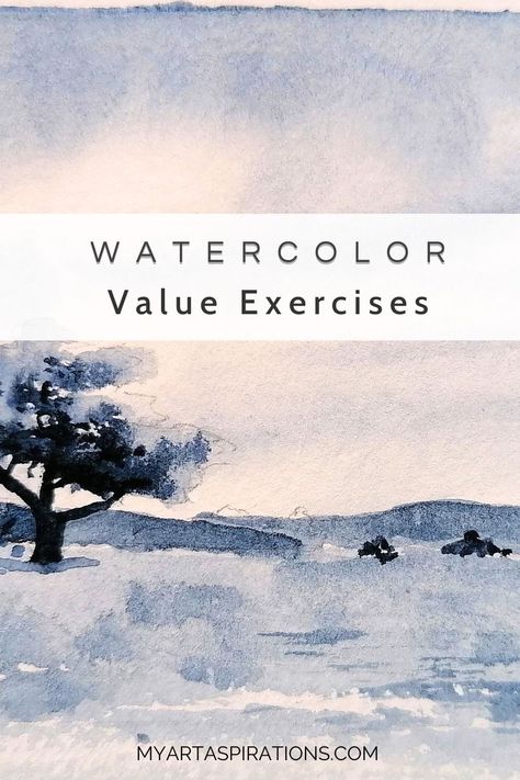 Watercolor Value exercises to improve your paintings Value Watercolor Painting, Watercolor Painting Challenge, Watercolour Value Study, Value Exercises Art, Value Exercise, Watercolor Color Theory Exercises, Sketching And Watercolor, Watercolour Tips And Tricks, Advanced Watercolor Techniques