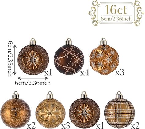 Amazon.com: Valery Madelyn Fall Ornaments for Christmas Trees, 16ct Bronze Copper Brown Gold Shatterproof Fall Christmas Tree Decorations, 2.36 Inches Luxury Hanging Ball Ornaments for Thanksgiving Autumn Harvest : Home & Kitchen Fall Christmas Tree, Fall Ornaments, Ornaments For Christmas, Copper Brown, Autumn Harvest, Seasonal Crafts, Xmas Holidays, Ball Ornaments, Fall Harvest