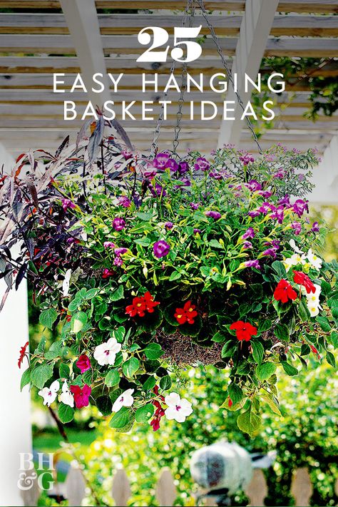 Here's a great example of how unusual annual plants can add lots of interest to your hanging basket. #hangingbasketideas #besthangingbaskets #gardening #hangingflowerbaskets #hangingbasketplans #porch #diyhangingbaskets #bhg Diy Window Shelf, Hanging Basket Ideas, Hanging Planter Ideas, Window Shelf For Plants, Plant Recipes, Easy Waves, Macrame Hanging Planter, Hanging Flower Baskets, Plants For Hanging Baskets