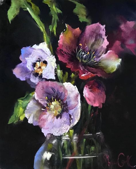 Hellebores pastel by stephie Clark Hellebore Flower Painting, Stephie Clark Pastel, June Art, Pastels Art, Monet Inspired, Pan Pastels, Soft Pastel Art, Design Pattern Art, Blue Earth