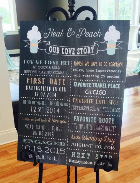 Our Story Board Wedding, Wedding Our Story Ideas, Our Story Wedding, Our Love Story Sign, Couple Story, Pew Decorations, Story Wedding, Our Love Story, Love Story Wedding